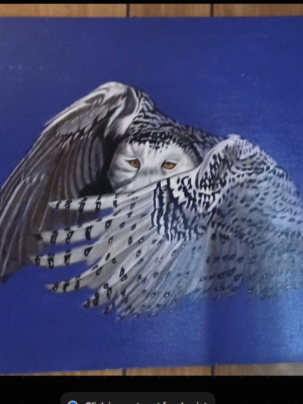 "Snow Owl"painting on canvas by The Chef Dr. Mark Twain Heaton III.